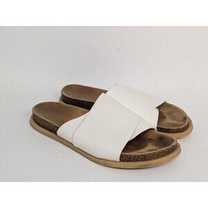 Dear Frances Sandals Womens Size 42 Eu 11 Us Slide White Leather Casual Slip On